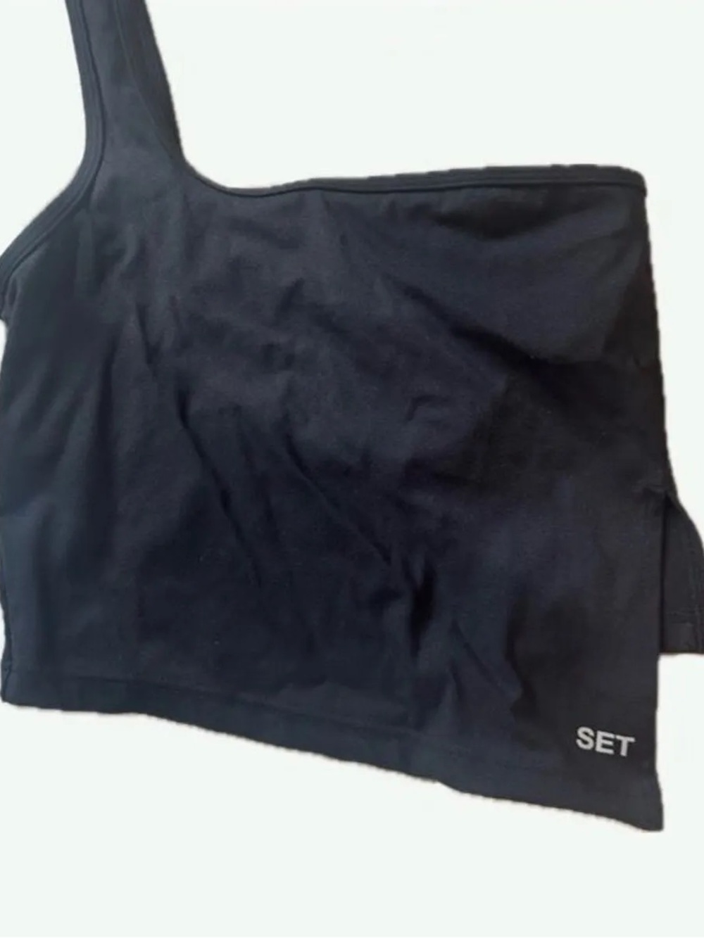 SET Active Black Asymmetric One-Shoulder Crop Top